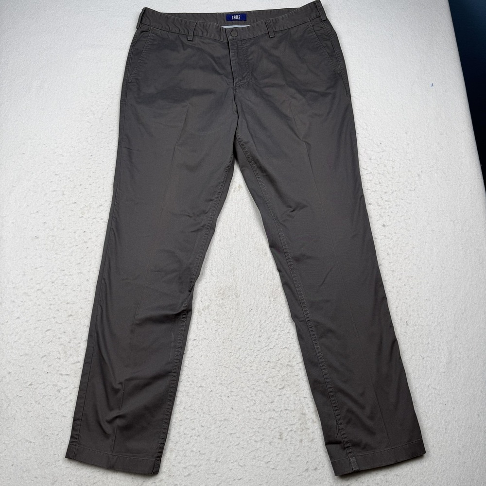 Spoke Pants Mens 37x32 Gray Stretch Canvas Chino Casual Office Portugal Build B